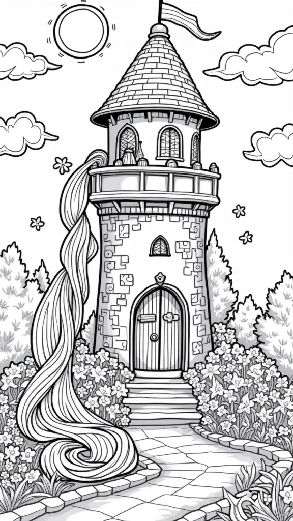 pages à colorier de princesse Rapunzel Disney